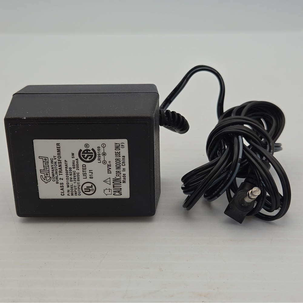 Edlund MODEL: DV - 9200 INPUT: 120VAC 60Hz 5W Class 2 Transformer 9VDC 200mA
